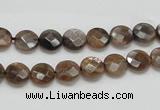 CSS104 15.5 inches 8mm faceted coin natural sunstone beads wholesale