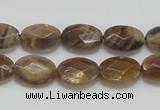 CSS107 15.5 inches 10*14mm faceted oval natural sunstone beads wholesale