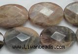 CSS108 15.5 inches 18*25mm faceted oval natural sunstone beads wholesale