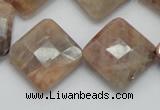 CSS112 15.5 inches 20*20mm faceted diamond natural sunstone beads