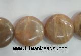 CSS260 15.5 inches 20mm flat round natural sunstone beads