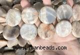 CSS422 15.5 inches 30mm flat round sunstone beads wholesale