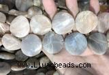 CSS441 15.5 inches 30mm twisted coin sunstone beads wholesale