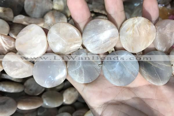 CSS441 15.5 inches 30mm twisted coin sunstone beads wholesale