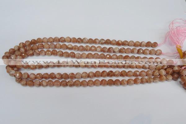 CSS502 15.5 inches 7mm faceted round natural golden sunstone beads