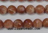 CSS506 15.5 inches 11mm faceted round natural golden sunstone beads