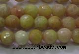 CSS611 15.5 inches 6mm faceted round yellow sunstone gemstone beads