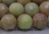 CSS617 15.5 inches 18mm faceted round yellow sunstone gemstone beads