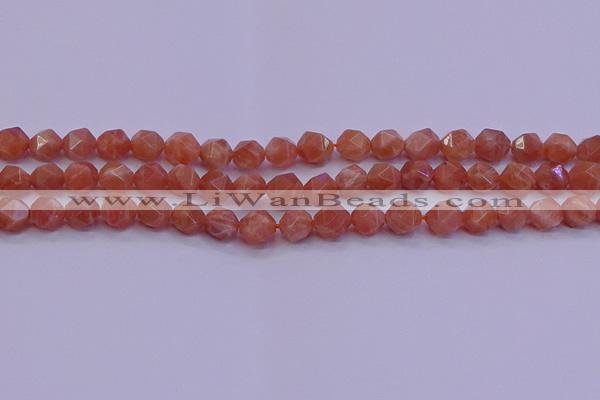 CSS682 15.5 inches 8mm faceted nuggets natural sunstone beads