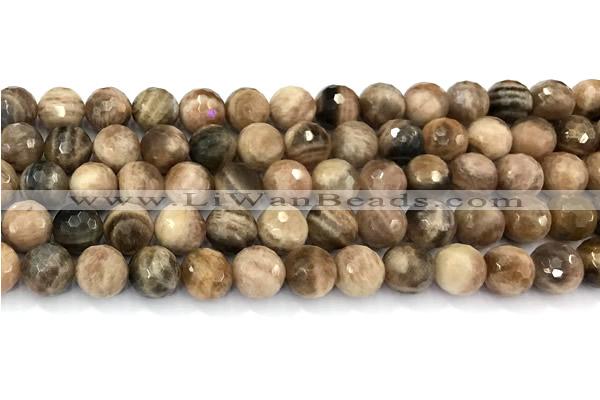 CSS822 15 inches 10mm faceted round sunstone beads