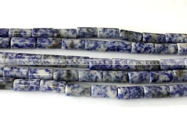 CTB1034 15 inches 8*16mm - 8*18mm tube blue spot stone beads