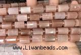 CTB202 15.5 inches 10*15mm faceted tube moonstone beads