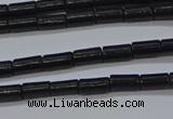 CTB300 15.5 inches 3*6mm tube black stone beads wholesale