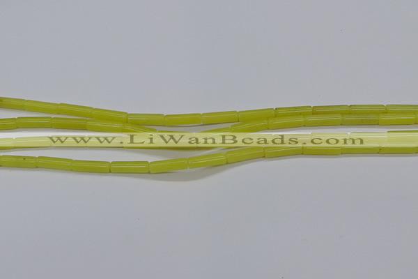 CTB323 15.5 inches 4*13mm tube lemon jade beads wholesale