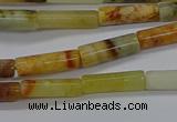 CTB324 15.5 inches 4*13mm tube flower jade beads wholesale