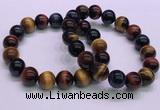 CTB38 7.5 inches 12mm round colorful tiger eye beaded bracelets