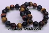 CTB39 7.5 inches 14mm round colorful tiger eye beaded bracelets