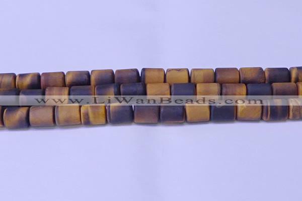 CTB574 15.5 inches 10*13mm triangle matte yellow tiger eye beads