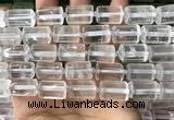 CTB615 15.5 inches 11*16mm - 12*18mm faceted tube white crystal beads