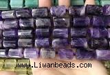 CTB618 15.5 inches 11*16mm - 12*18mm faceted tube amethyst beads