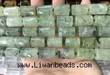 CTB621 11*16mm - 12*18mm faceted tube green rutilated quartz beads