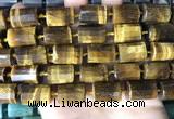 CTB657 15.5 inches 12*16mm faceted tube yellow tiger eye beads