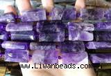 CTB671 14*27mm - 15*28mm faceted flat tube amethyst beads