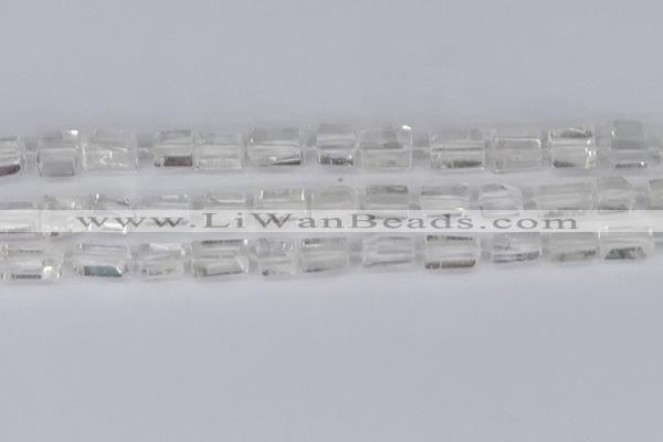 CTB730 15.5 inches 6*10mm - 8*12mm faceted tube white crystal beads