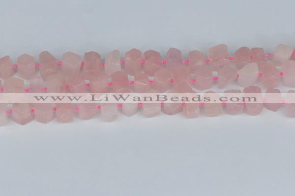 CTB751 15.5 inches 6*10mm - 8*12mm faceted tube rose quartz beads