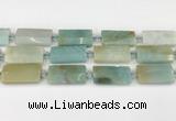 CTB851 13*25mm - 15*28mm faceted flat tube amazonite beads