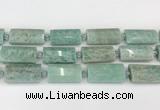 CTB852 13*25mm - 15*28mm faceted flat tube amazonite beads