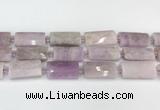 CTB854 13*25mm - 15*28mm faceted flat tube kunzite beads