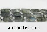 CTB857 13*25mm - 15*28mm faceted flat tube labradorite beads