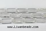 CTB860 13*25mm - 15*28mm faceted flat tube white crystal beads