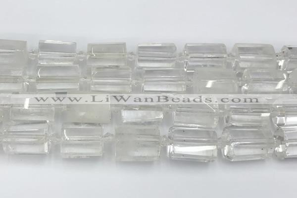 CTB875 13*25mm - 14*19mm faceted tube yellow white crystal beads