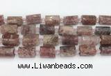 CTB879 13*25mm - 14*19mm faceted tube strawberry quartz beads