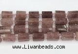 CTB880 13*25mm - 14*19mm faceted tube strawberry quartz beads