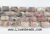 CTB883 13*25mm - 14*19mm faceted tube pink opal beads