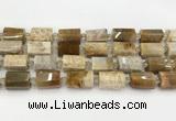 CTB890 15.5 inches 13*25mm - 14*19mm faceted tube fossil coral beads