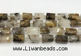 CTB892 15.5 inches 13*25mm - 14*19mm faceted tube scenic quartz beads