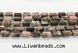 CTB895 15.5 inches 10*14mm faceted tube rhodonite gemstone beads