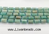 CTB898 15.5 inches 10*14mm faceted tube amazonite gemstone beads