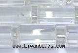 CTB900 15 inches 10*16mm faceted tube white crystal beads