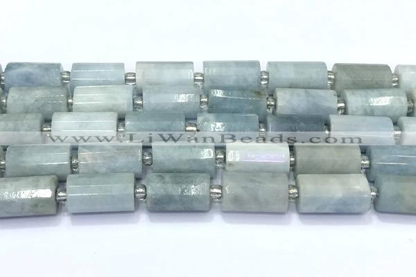 CTB901 15 inches 10*16mm faceted tube aquamarine beads