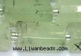 CTB908 15 inches 10*16mm faceted tube green rutilated quartz beads