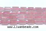 CTB943 15 inches 13*25mm - 14*19mm faceted tube rose quartz beads