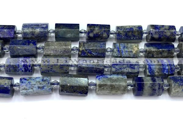 CTB951 15 inches 13*25mm - 14*19mm faceted tube lapis lazuli beads