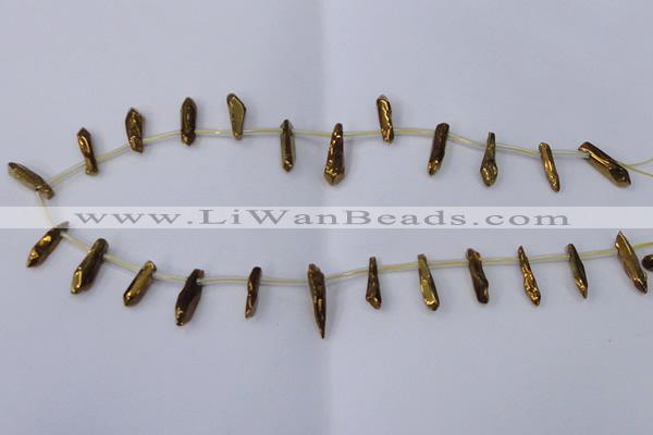 CTD1130 Top drilled 4*12mm - 6*20mm nuggets plated quartz beads