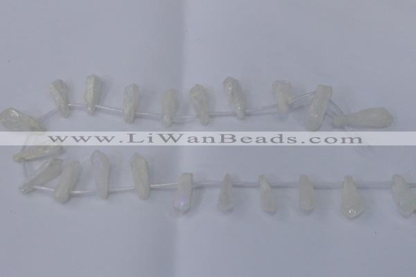 CTD1142 Top drilled 8*25mm - 10*30mm nuggets white crystal beads