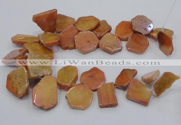 CTD1173 Top drilled 15*25mm - 30*40mm freeform plated agate beads